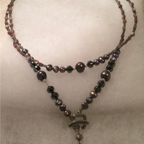 Beautiful Silpada .925 Silver Hematite Pearl Necklace - Picture 2 of 5